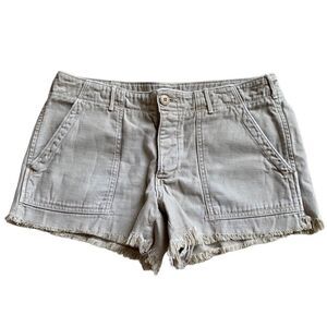 Vintage American Eagle Tan button‎ fly, hiking cargo Shorts Raw Hem size 6